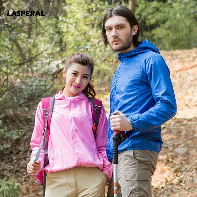 

LASPERAL 2019 Women Men Sunproof Rain Jacket Windproof Outdoor Thin Sports Jacket Quick Dry Running Jacket Solid Hooded Cardigan