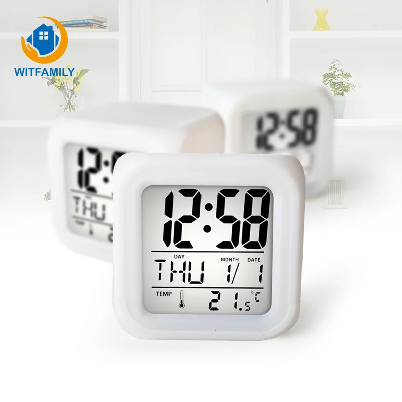 Portable Cute Mini LED Alarm Clock LCD Digital Display 7 Color Nightlight Alarm Small Bed Compact Travel Table Clock Home Decor Portable Cute Mini LED Alarm Clock LCD Digital Display 7 Color Nightlight Alarm Small Bed Compact Travel Table Clock Home Decor