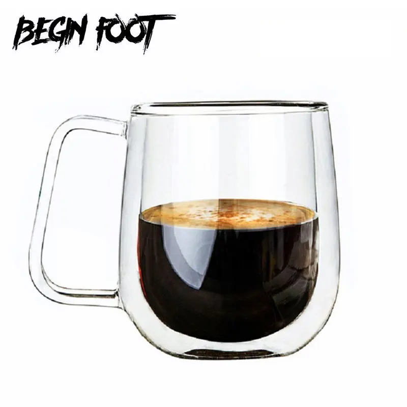 

Bodum Coffee Cup Set Tea Mugs Handmade Creative Beer Drink a Mug of Office Mug Transparent Drinkware Double Glass Cups pregnant
