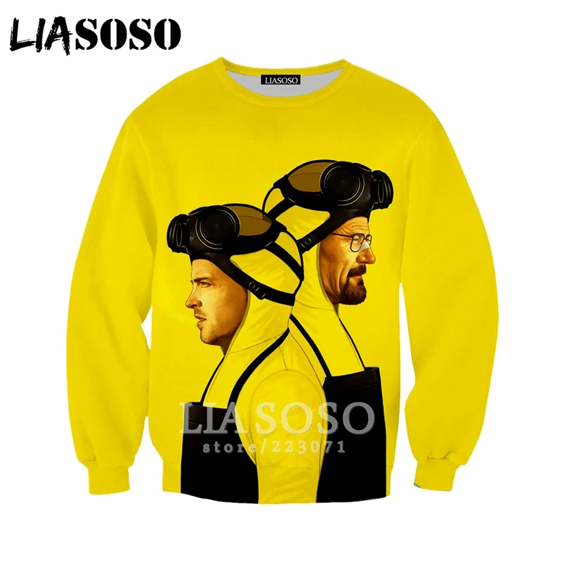 

LIASOSO 2019 New Men Women Fashion Hoodies 3D Print TV Series Breaking Bad Sweatshirt Casual Unisex Long Sleeve Pullover A186-11