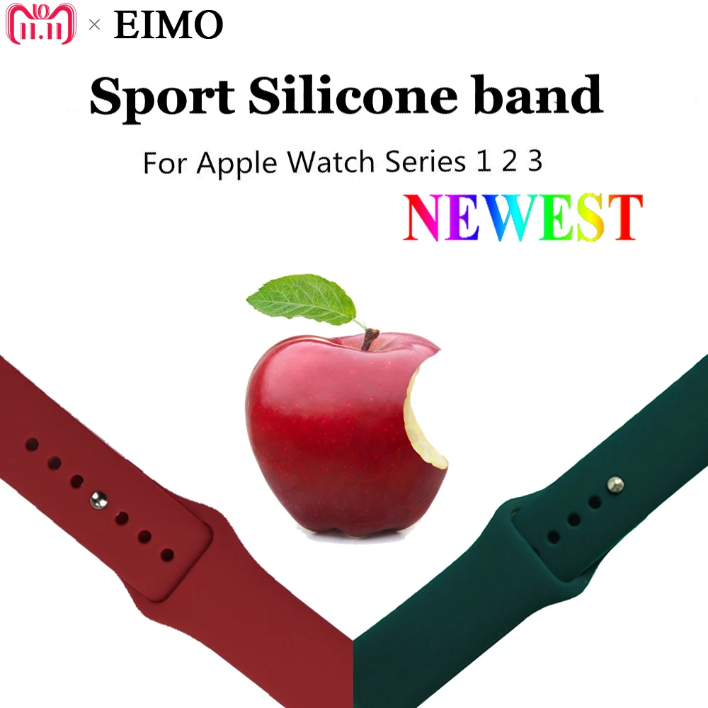 

EIMO Silicone Sport Loop Correa Strap for Apple Watch Band 42mm 38mm Iwatch Series 4 3 2 1 Rubber Bracelet Wrist Belt Watchband