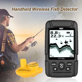 

LUCKY Fish Finder Monitor Fish Detector 180m LCD LED Back Lighting Echo Sounder De Pesca Wireless Sonar Fishfinder