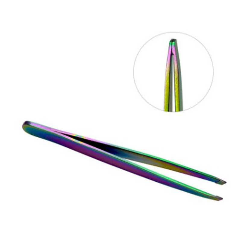 

1pc Stainless Steel Slant Tip Color Titanium Tweezer Precision Eyebrow Face Hair Remover Cosmetic Makeup Beauty Tools