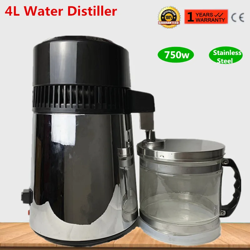 

Household Pure Water Distiller 4L Machine Distilled Water Distillation Purifier Filter Stainless Steel Glass Jar Carbon Filter