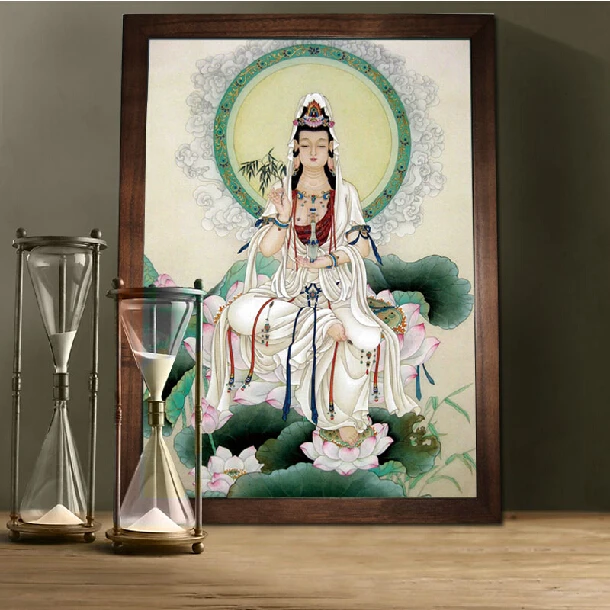 

Needlework,DIY DMC Cross stitch,Sets Full Embroidery kits,Buddhism Goddess Guanyin Printed Cross-Stitch,Paint Wall Decoration