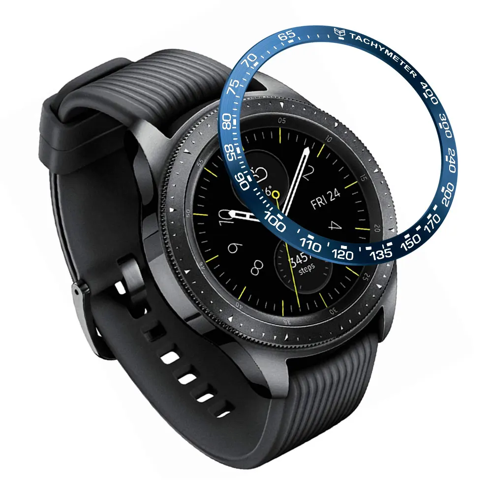 Модные часы Smart Watch Cover для samsung Galaxy Watch 42 мм 46 мм, драгоценный камень кольцо клеющаяся крышка против царапин Металл для samsung gear S3 - Цвет: Синий