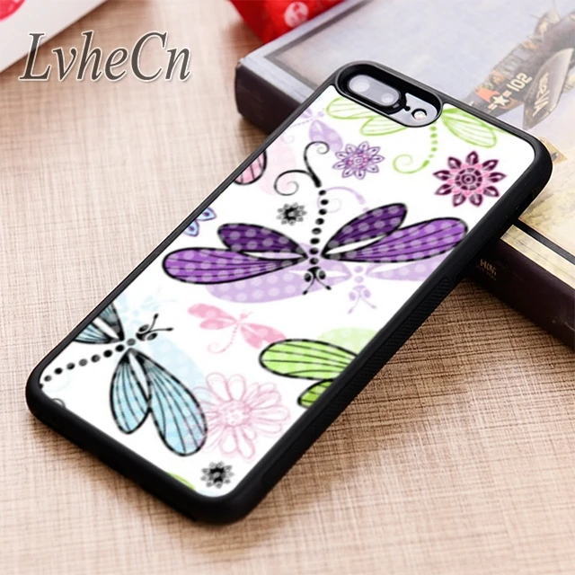 LvheCn цветочный красочный чехол со стрекозой для телефона iPhone 5 6 6s 7 8 plus X XR XS max 11 12 Pro