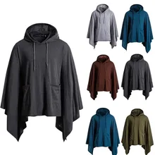 Мужские карманные нерегулярные с капюшоном в стиле пэчворк свободные рукава «летучая мышь» с капюшоном, плащ, накидка, пальто, пончо, теплая верхняя одежда, вязаные толстовки с длинными рукавами