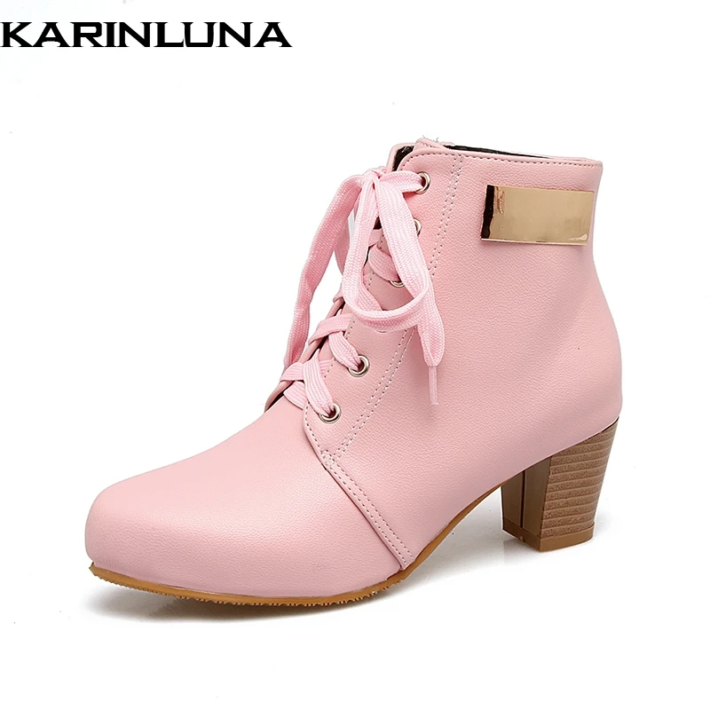 

KARINLUNA Big Size 32-46 Customized British Style Casual Women Ankle Boots Shoes Retro Lace Up Woman Shoes