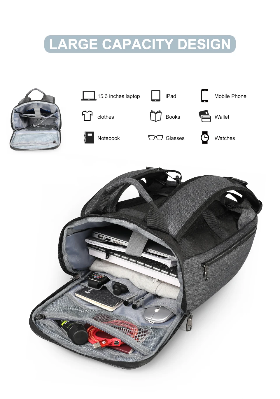 Tigernu рюкзак для ноутбука с защитой от вора, высокое качество, рюкзак для путешествий, эргономичный дизайн, мужская и женская сумка, сумка для путешествий