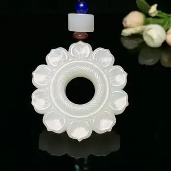 

H14#Exquisite Hetian jade, running lotus pendant