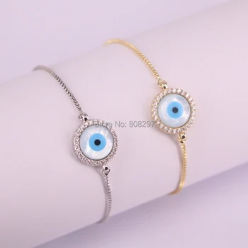 

Wholesale 10Pcs Micro Pave CZ Shell Turkey Round Eye Connector Bracelet