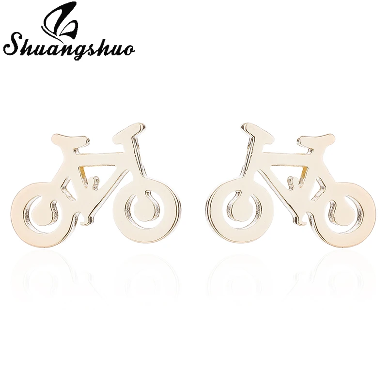 Shuangshuo Новое поступление модные велосипедные серьги из нержавеющей стали милые дизайнерские серьги-гвоздики для женщин винтажные ювелирные изделия серьги