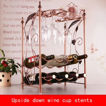 

retro Electroplate Red wine and cup upside down stents bronze color metal bracket