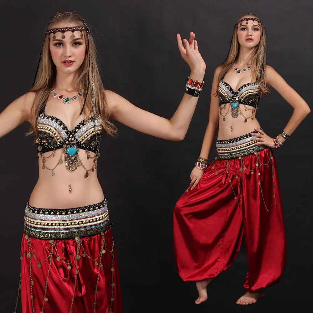 

Handmade Tribal Bra & Belt Costume Set Women ATS Outfit Professional Dancewear Tribal Belly Dance Costumes Set