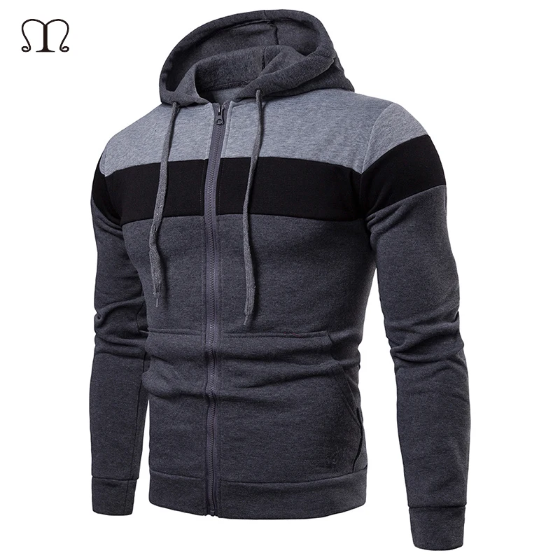 

Men's Hoodie Fation Autumn Male Cardigan Zip Hoodies Long Sleeve Hooded Sweatshirt Patchwork Fleece Coat Jacket Warm Outwear