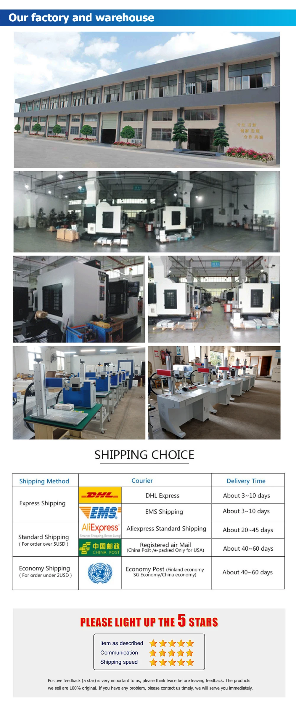 factory shipping & service