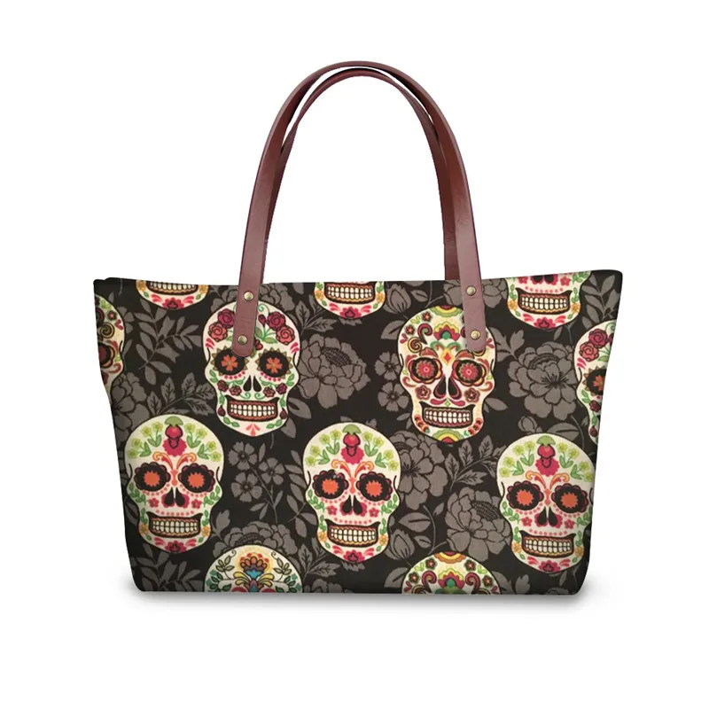 FORUDESIGNS Sugar Skull сумка с принтом женская большая сумка с ручкой сверху женская сумка на плечо для женщин 2 шт./компл. сумочка и кошелек - Цвет: YQ3390AL