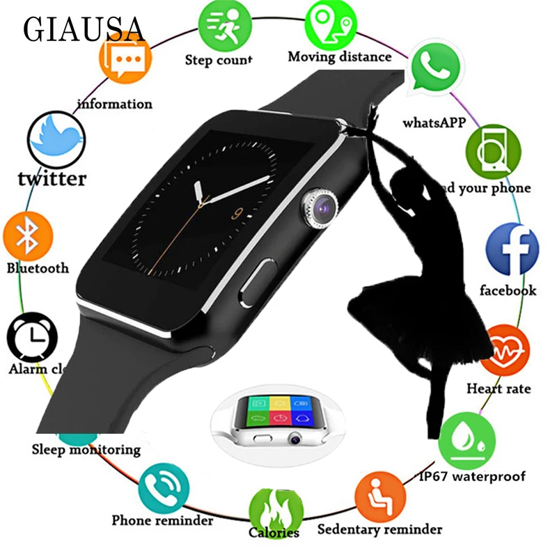 

New X6 Smart Watch with Camera Touch Screen Support SIM TF Card Bluetooth Men Smartwatch for IPhone Xiaomi Huawei Android Phone