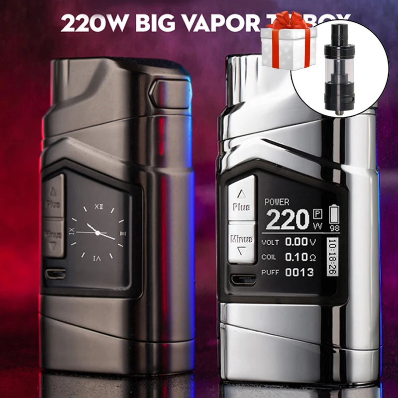 

Original GTRS GT220 VV/VW Mod 220W TC box Mod electronic cigarette mod vaporizer big vapor vaping mod With 2x18650 battery