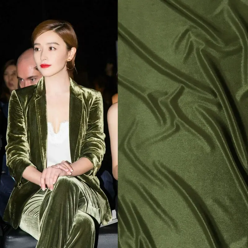 Army Green 4 цвета, шелковая велюровая ткань, шелковая бархатная ткань для бархатного платья, 160 см ширина, мягкие пижамные костюмы, бархатная эластичная ткань - Цвет: Army Green