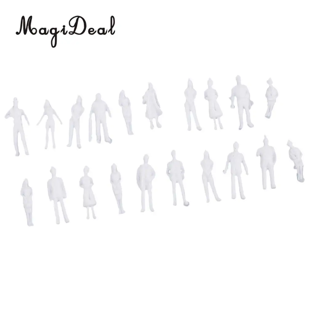 20Pcs 1/100 HO Scale Unpainted Model People Miniature Figures Architectural Model Human Plastic Scene Simulation for Diorama