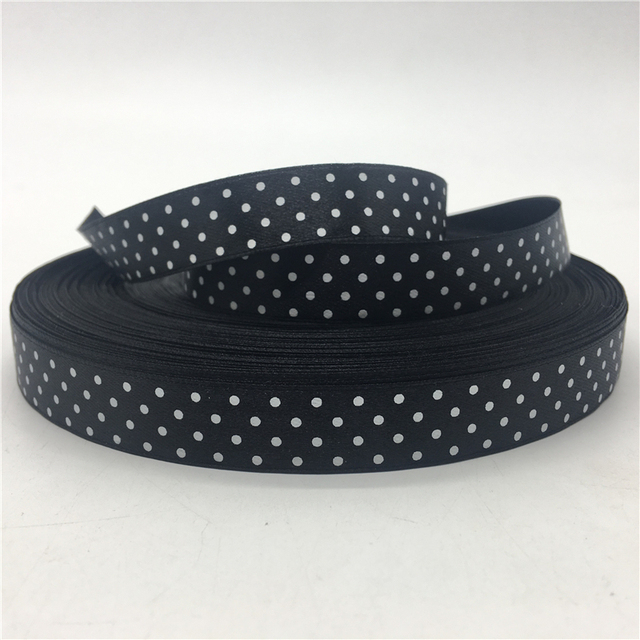 5/8"(15mm) Polka Dots Satin Ribbon Printed Polyester Ribbon DIY Christmas Wedding Decoration