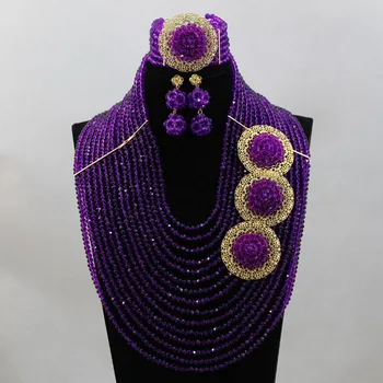 

Shining Marvelous Nigeria Beads Fashional African Wedding Set Unique Design New Arrival Large Stock Free Shipping hx309