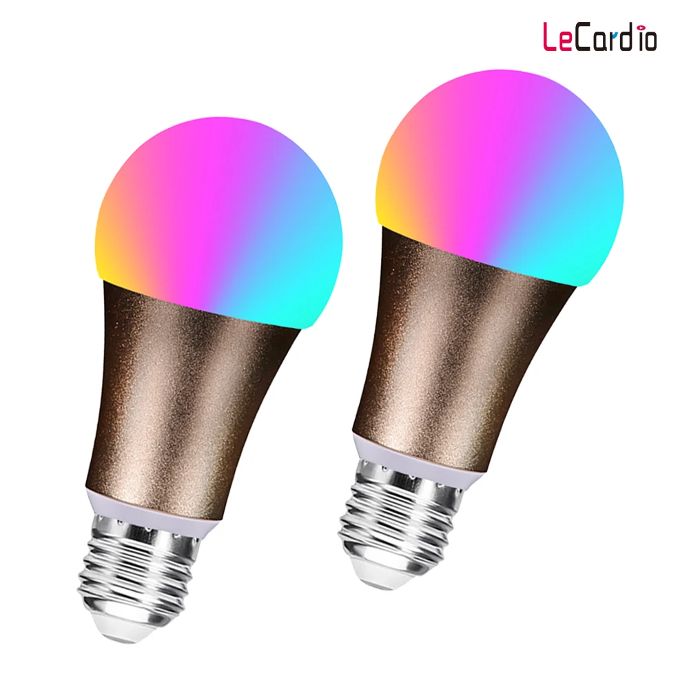 2PCS Smart WiFi LED RGB Light Bulb E27 E26 B22 Dimmable Wireless Lamp Bulb Wake-Up Lights Compatible Alexa/Google Home Assistant