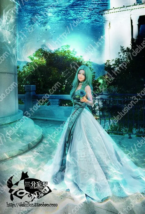 

Free shipping Sailor Moon Princess Serenity Tsukino Usagi green Dress Cosplay Costume Wedding dress for party/women