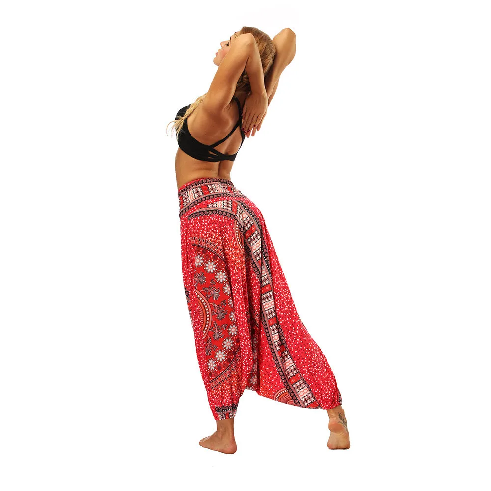 Women'S Sports Pants Casual Summer Boho print Loose Yoga Trousers Baggy Harem Vintage High Waist Pants Spodnie Damskie Mujer