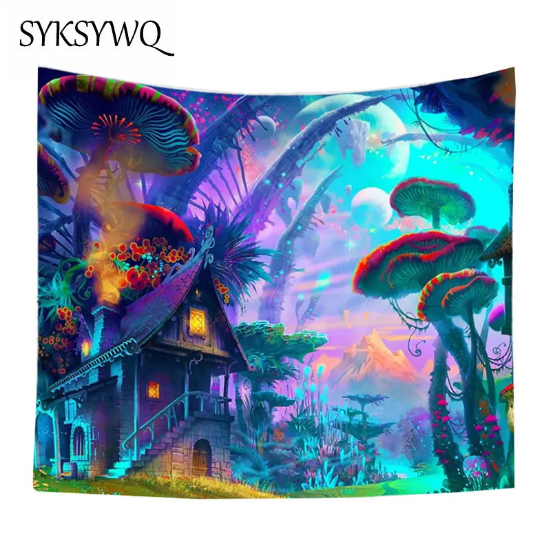 

Trippy tapestry wonderland muhshroom bohemian wall carpet home decoration appartment blanket wall cloth