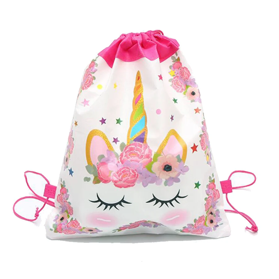 

unicorn non-woven fabrics bags drawstring backpack schoolbag gift bags back to shool eco-friendly bag for kids