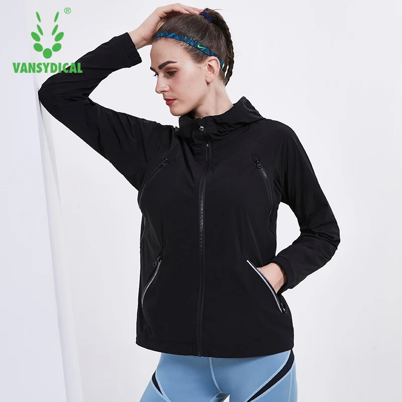 

Autumn Winter Zipper Sports Running Yoga Jackets Women's Hooded Headphone hole Fitness Workout Windproof Tops
