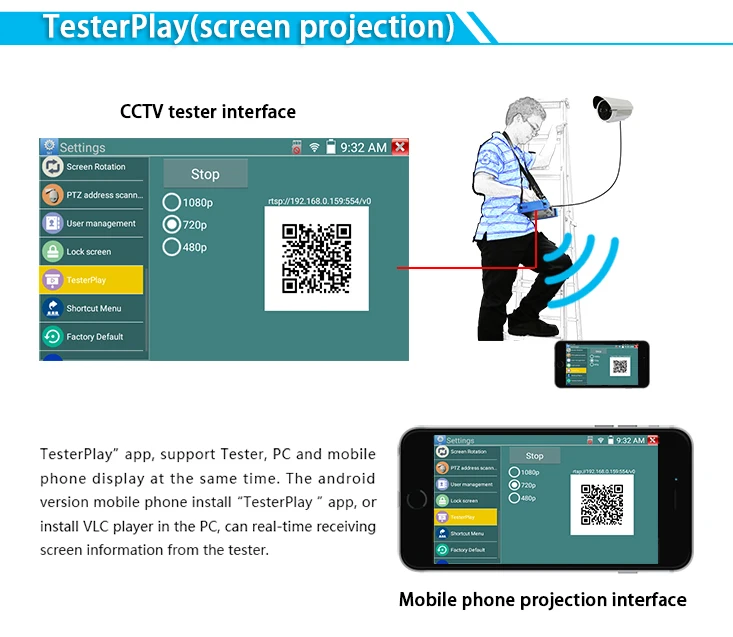 4300P CCTV TESTER H.265 IP+Analog+ 5MP AHD+8MP CVI+8MP TVI+SDI Camera tester HDMI IN Digital Multimeter+Network Cable tracer PTZ