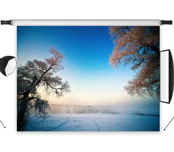 

LB Polyester & Vinyl Photo Background Photography Backdrops Backgrounds For Photo Studio Winter Accumulated Snow Misty Pine