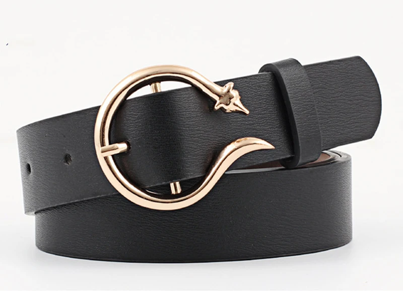 

Fashion lovely Fox Circle Metal Ring Buckle Women Belt Adjustable Solid Color Cheap Waist Belt for Female Skirt