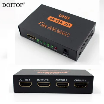 DOITOP UHD Full HD 2160P 4K*2K 3D 1 in 4 out 1X4 4 Port HDMI Splitter Hub Repeater Amplifier Female HDMI Audio Converter Adapter