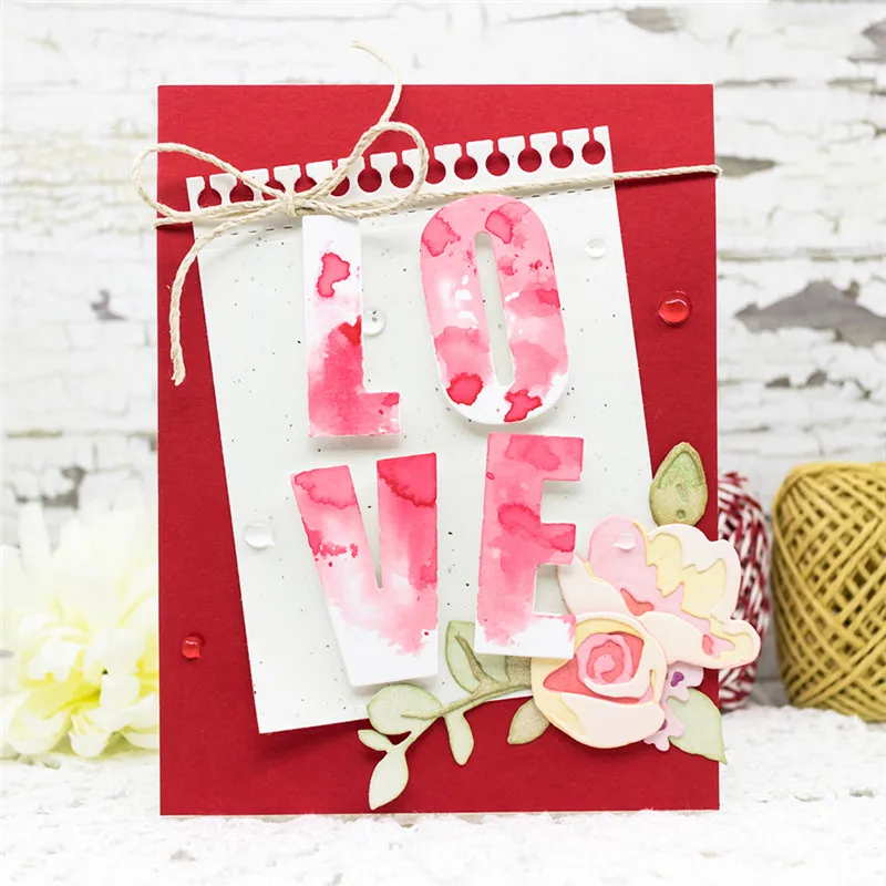 

YaMinSanNiO 26 Alphabet Words Dies Metal Cutting Dies for Valentine's Day Card Making DIY Scrapbooking Decorative Album Photo