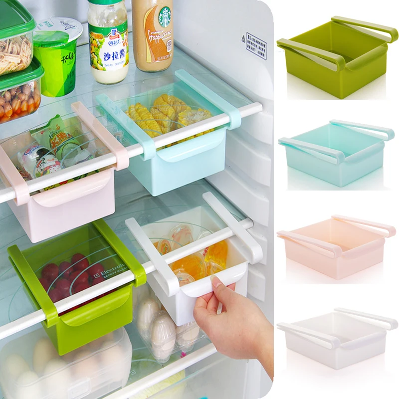 

Multi-functional Storage Boxes Refrigerator Shelf Compartment Hanging Food Holders Plastic Non-toxic Kitchen Organizers Supplies