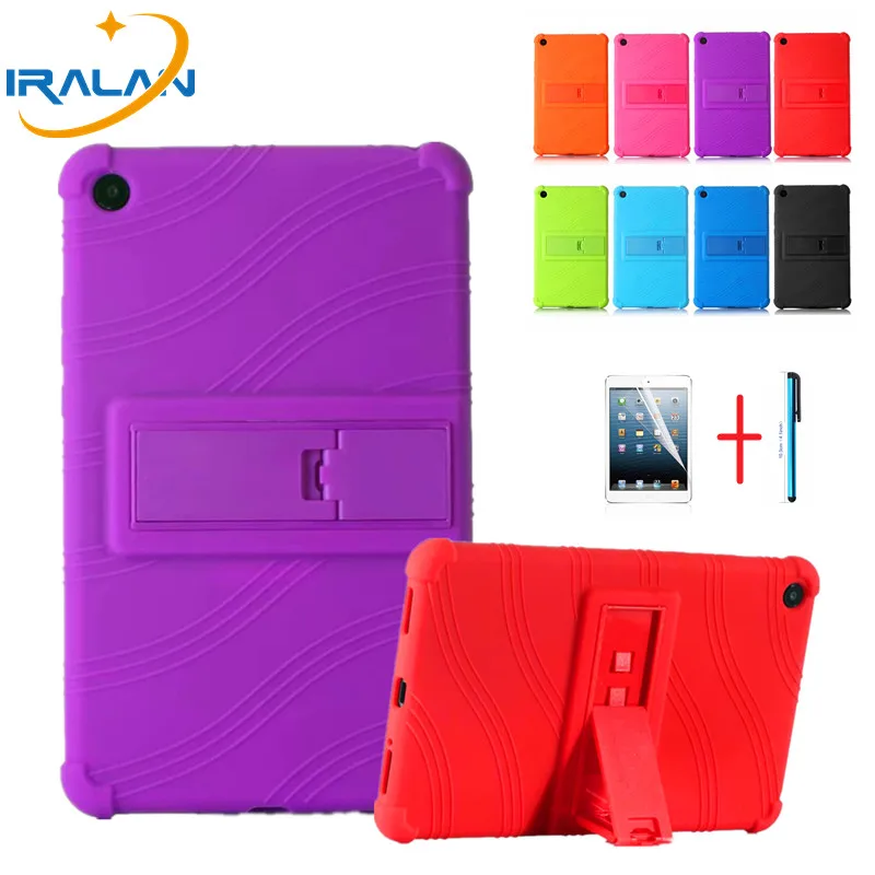 

New Soft Silicon Shockproof Back Case For Xiaomi MiPad 4 8.0 2018 Slim Colorful Stand TPU Back For mi pad 4 Pad4 Cover+Film+Pen