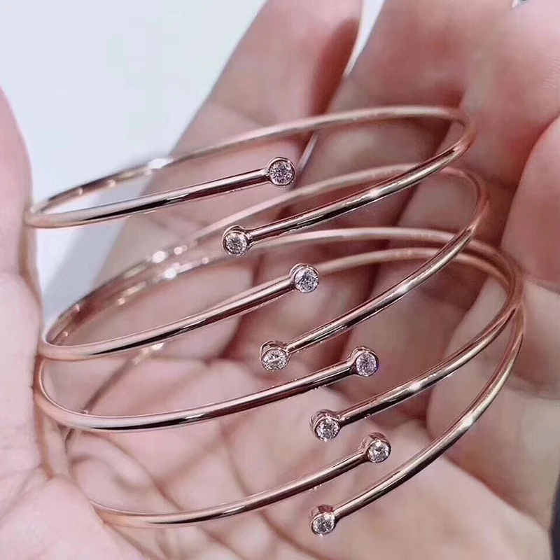 

Brand Pure 925 Sterling Silver Jewelry For Women Double Round Cross Bangle Thin Bangle Wedding Jewelry Open Rose Gold Bracelet