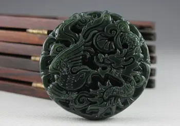 

Koraba Fine Jewelry Natural Hetian Jade Jade Dragon and Phoenix Longfeng Brand Genuine Circle Free Shipping