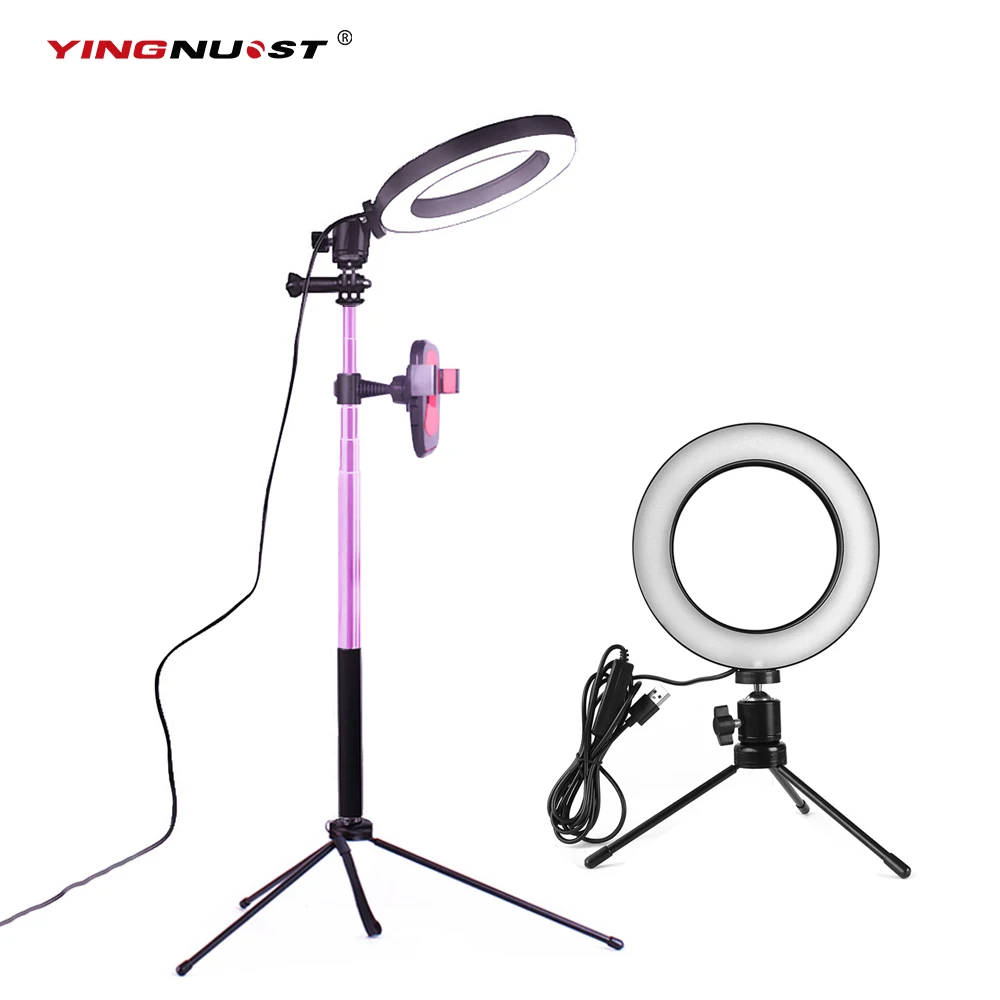 

20cm 8'' Ring Light Photography Lighting Lamp for YouTube Video Makeup Live Stream with 1.5M selfie stick Phone Holder Led Lamp
