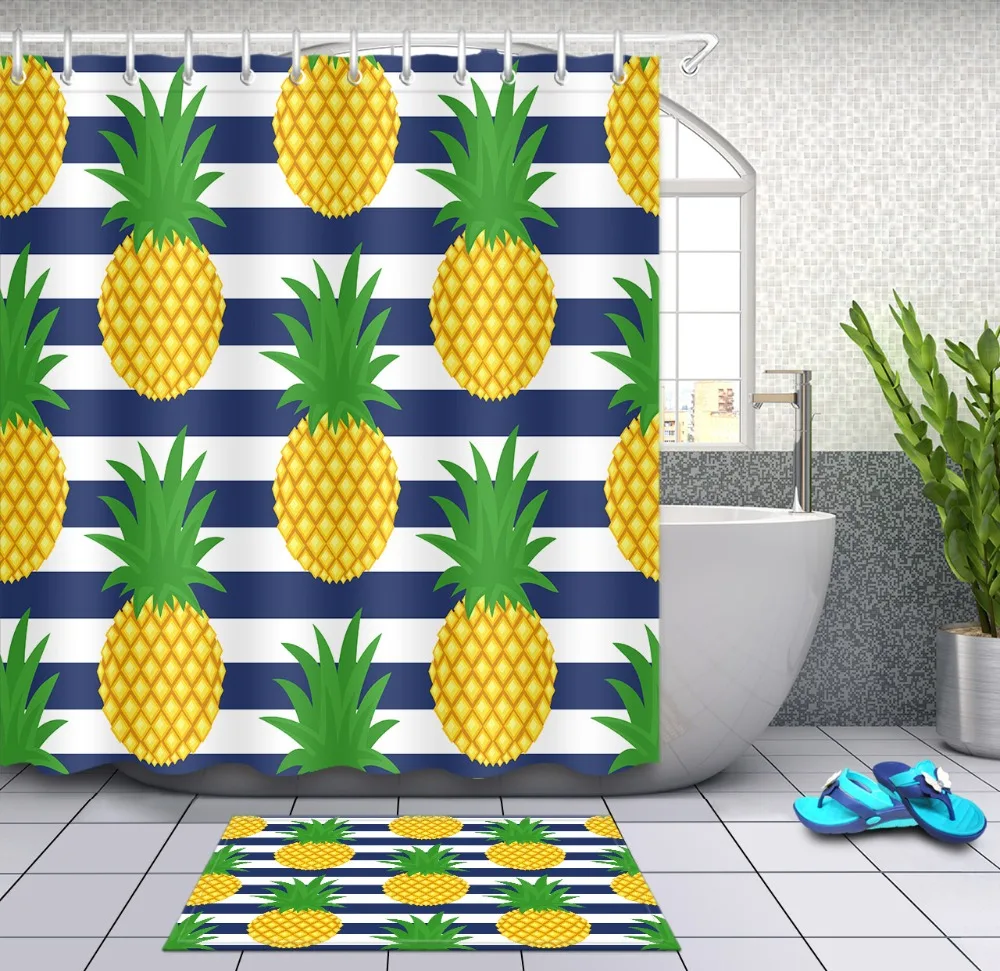 LB-72''-Waterproof-Stripes-Cut-Yellow-Pineapple-Shower-...