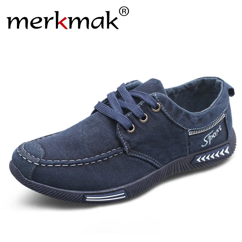 

Merkmak Canvas Men Shoes Denim Lace-Up Men Casual Shoes New 2018 Fashion Sneakers Comfort Breathable Male Footwear Spring Autumn
