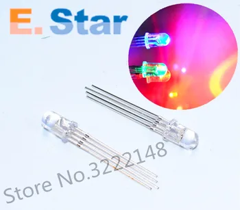 

500PCS 5mm full-color LED RGB red/green/blue Common Cathode/Anode Four feet transparent highlight color light 5mm diode colorful