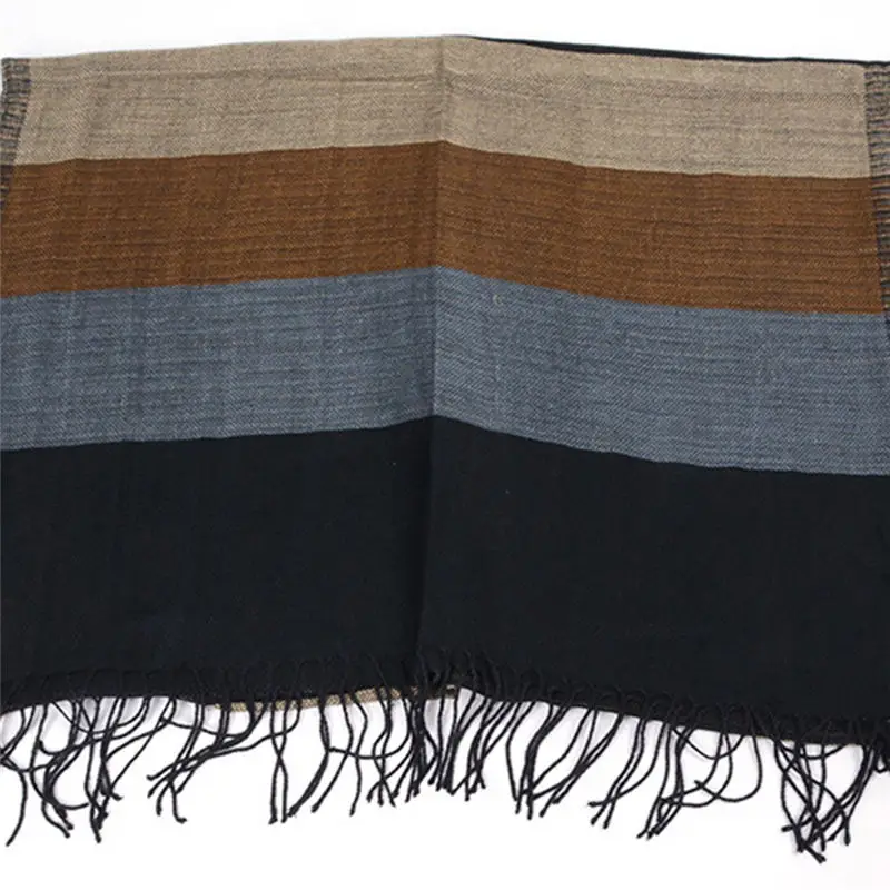 Winter Men's Classic Warm Shawl Fringe Stripe Tassel Long Soft women's scarves handkerchief hijab scarf 40MA0705