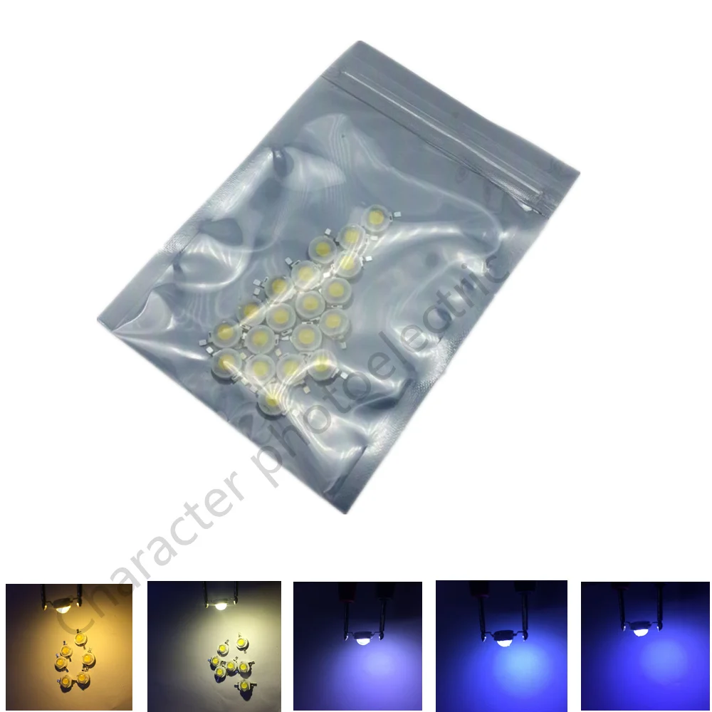 

50pcs LED 1w 3w High Power LED Chip, RGB Red Green Blue Yellow Cold White Nature White Warm White Light Source