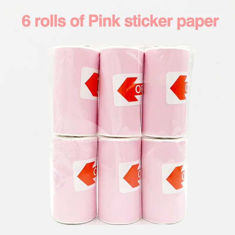 Термобумага этикетка бумажный стикер бумага для PeriPage и бумага ANG фотопринтер - Цвет: 6 rolls pink sticker